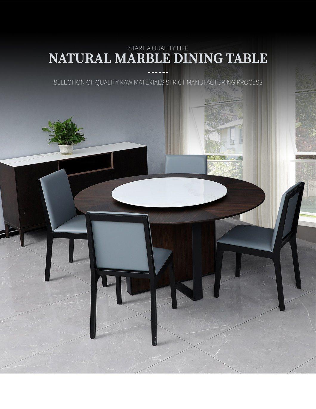 New Italian Solid Wood Frame Round Dining Table Set