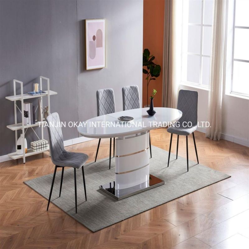 Factory Price Modern Design Dining Tables and 6 Chairs with Metal