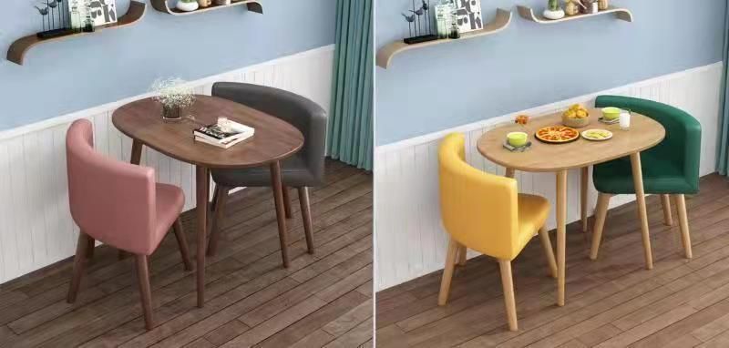 Minimalist Square Coffee Table and Round Chair 1+4 Restaurant Designed Leisure Carbonate Steel Leg Furniture Hotel Restaurant Cafe Coffee Shop Chair