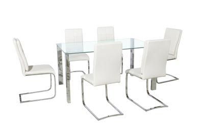 Chinese Wholesale Modern Dining Room Furniture German Style Clear Tempered Glass Dining Table