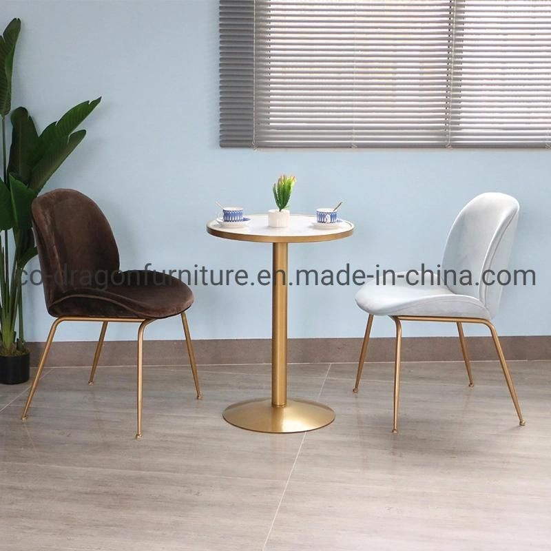 Restaurant Furniture Luxury Velvet Steel Legs Dining Chair with Back