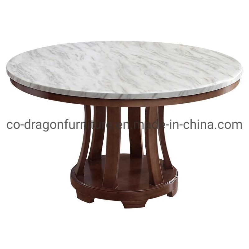 Modern Dining Table 6 Seats with Wooden and Marble Top