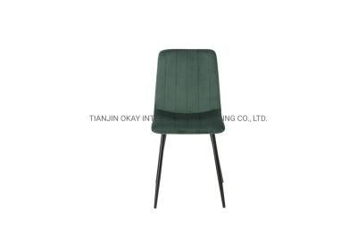 Modern Style Colorful Fabrics Chair with Metal Leg High Back Quality Velvet Dining Chair