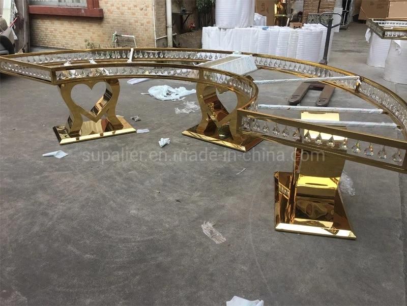 Hotel Banquet Furniture Royal Big Half Moon Gold Restaurant Table