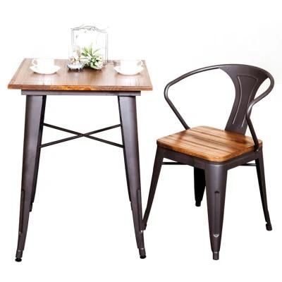 Italian Dining Room Tables and Chairs Canteen Solid Wood Silla De Metal Chairs for Dining Retro Design Armchair