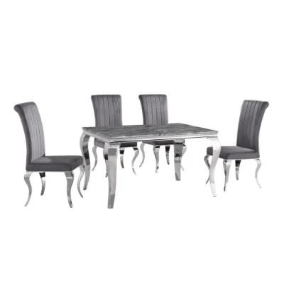 Metal Furniture Sets Factory Stainless Steel Modern Marble Dining Table Set Furniture
