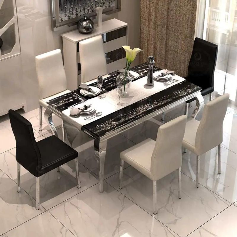 Luxury American Long Daining Rectangular Marble Table