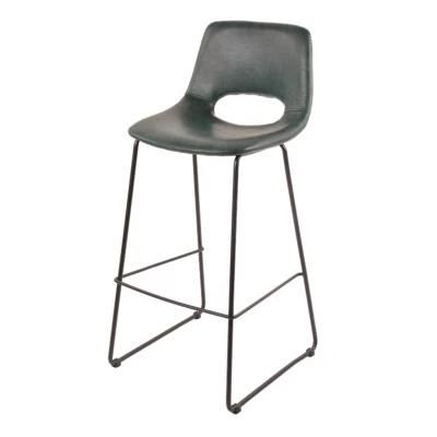 Plastic Seat High Bar Chair Blue Kitchen Bar Counter Stool Chairs with Back Rest