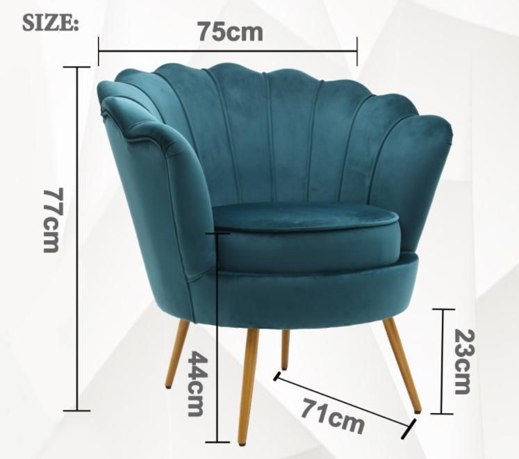 Modern Hotel Velvet Upholstered Small Flower Shape Leisure Accent Chair