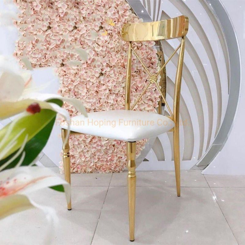 Italy Design Style Elegant Stainless-Steel Chair Model Wedding Dining Restaurant Hotel Furniture