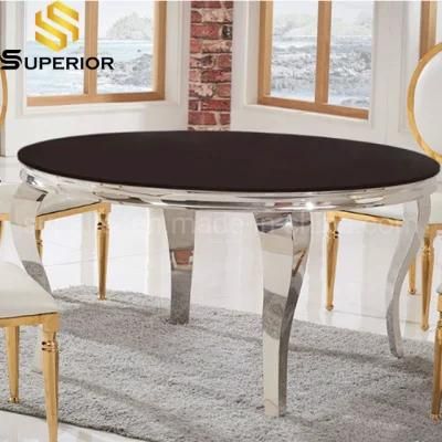 Modern Round Mirror Glass Restaurant Table For Dining Room Furniture