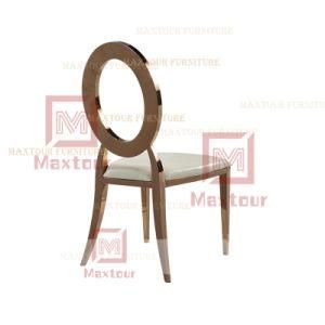 Rose Gold Frame White PU Leather Event Party Dining Chair