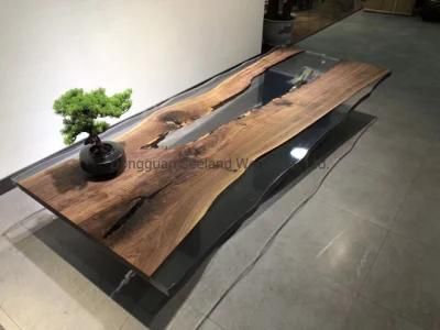 American Black Walnut Live Edge Slab with Epoxy Resin for Dining Table