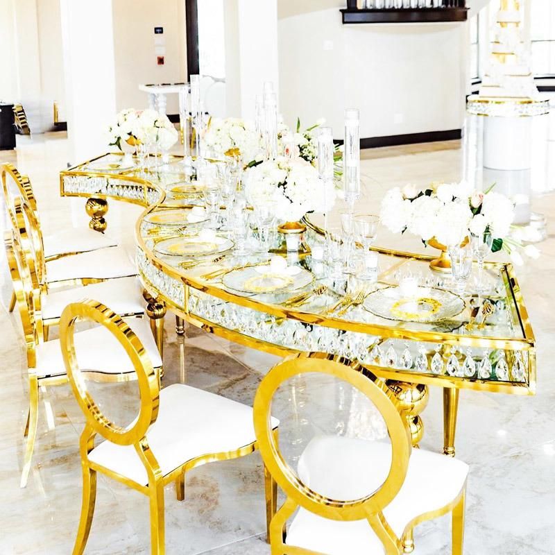 Wholesale New Style Champagne Gold Dining Stainless Steel Wedding Chairs for Sale