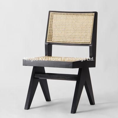 Kvj-6543 Beech Wood Natural Rattan Pierre Jeanneret Dining Chair