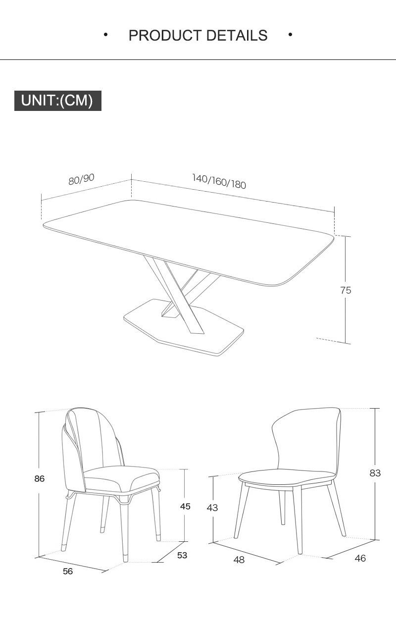 Industrial Modern Furniture Nordic X-Shape Metal Legs Square Marble Dining Table