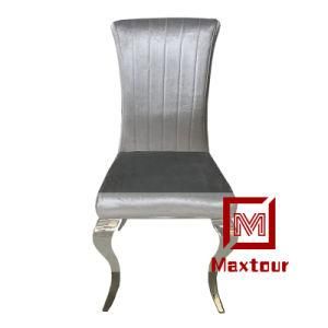 2019 New Design Europe Style Stainless Steel Velvet Dining Chair