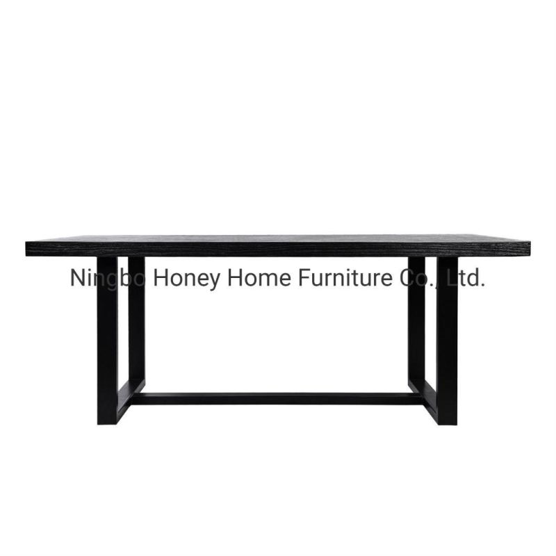 Nordic Design Oak Top Metal Leg Dining Room Furniture Dining Table