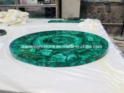Classic Round Semi-Precious Stone Table Indoor Luxury Malachite Green Marble Coffee Table