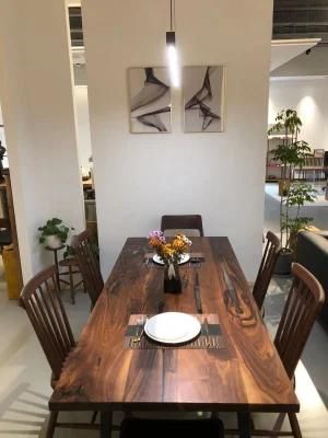 Custom Size Walnut/Oak Square Dining Table Top with Live Edge for Furniture