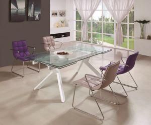 Leisure Armrest Cafe Bar Stainless Steel PU Dining Chair