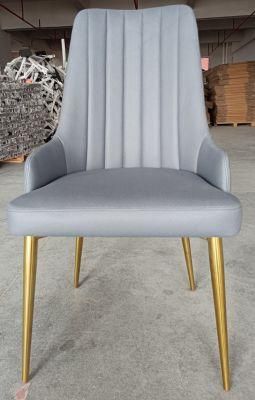 High Back Fabric Dining Chair Stainless Steel Armchair Restaurant Chair