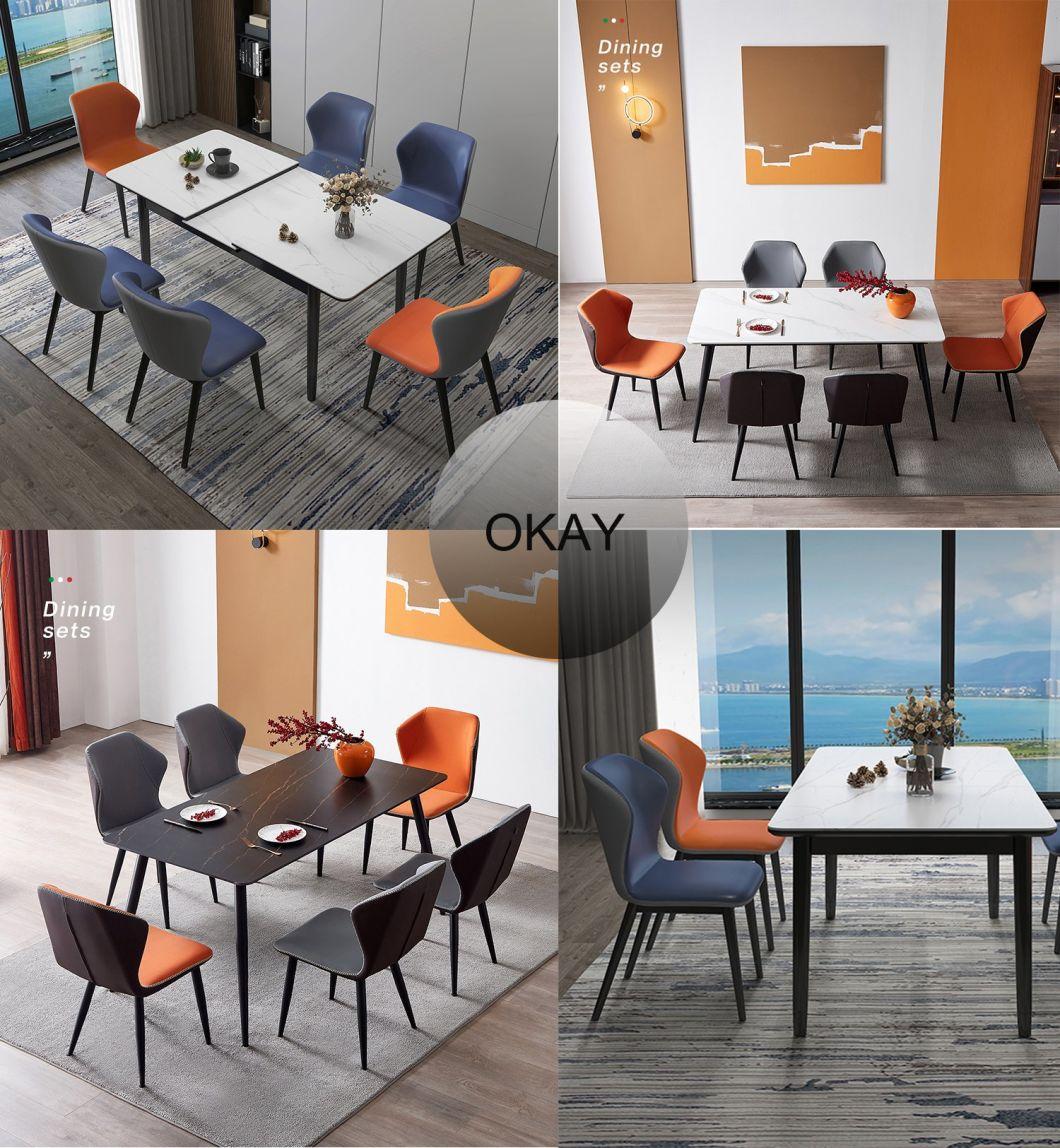 Modern Furniture Space Saving Dinning Table Stone Slate Top Extendable Dining Table