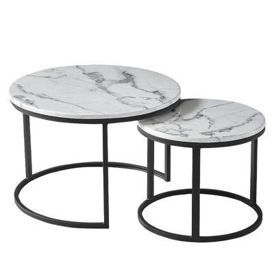 Round Upscale Marble Hotel Modern Coffee Table