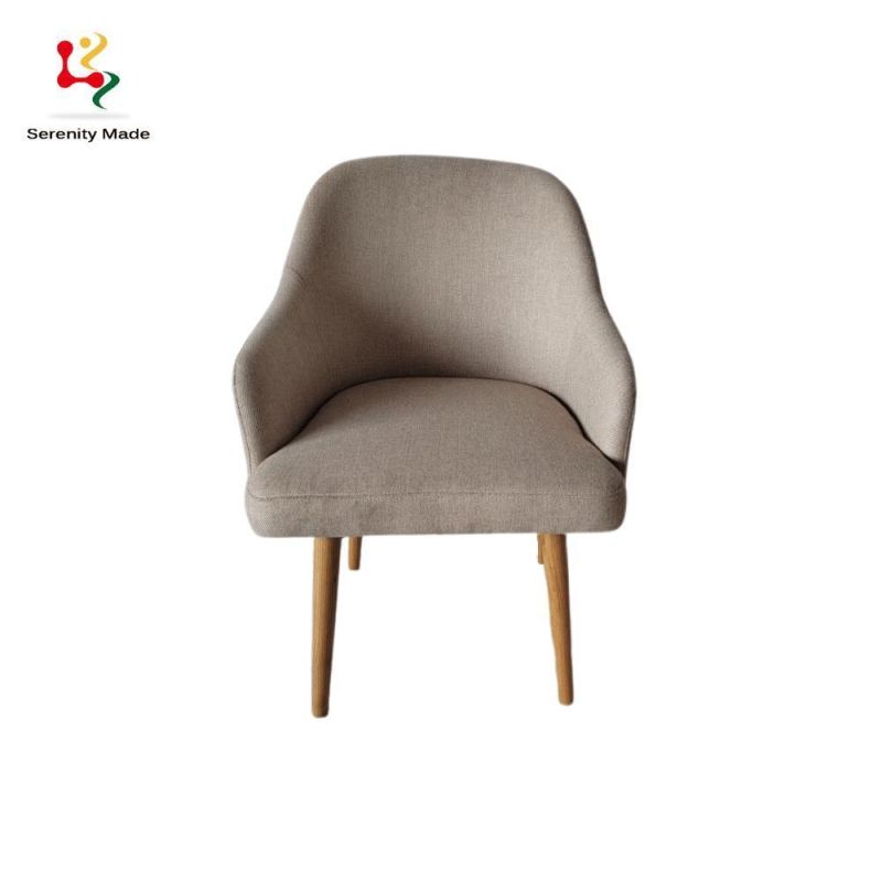 Plain Autumn and Winter Series New Product Fabric with Wooden Stable Base Restaurant Chair