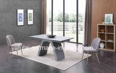 Glass Top Arch Metal Base Extension Dining Table From China