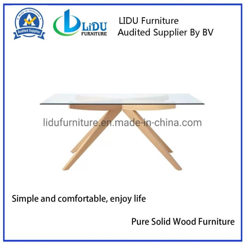 Hot Sale Dining Room Furniture Glass Table Wooden Legs Dining Table Dining Room Set Home Furniture