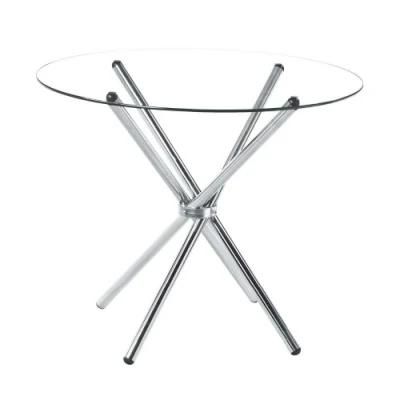 New Design Modern Unique Factory Wholesale Contemporary Black Glossy Glass Top Simple Style Round Dining Table