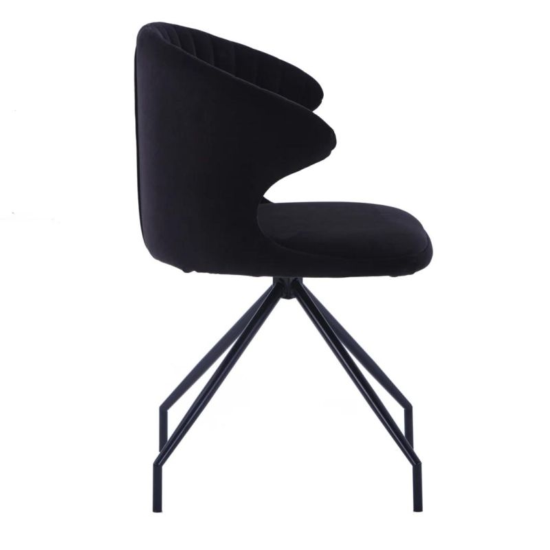 Colorful Spy Black Powder Coated Legs Restaurant Furniture Black Arm Fabric Dining Chair