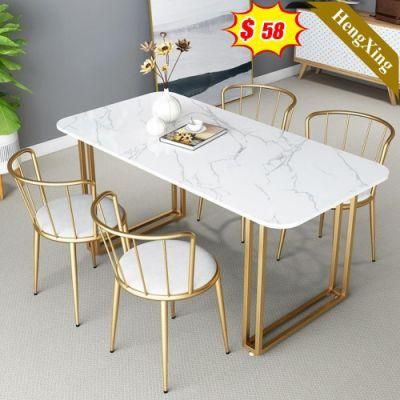 Factory Modern Restaurant Home Furniture Dinner Kitchen White Marble Dining Table with Metal Legs