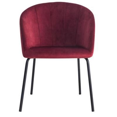 Hotel Home Restaurant Red Fabric Velvet Modern Tufted Fabric Dining Chair