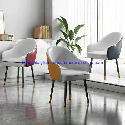 Okay Wholesale Design Room Furniture Nordic Velvet Fabric Modern Luxury Dining Chairs Metal Legs Black Gold PU Dining Chair