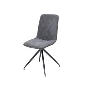 Simple Design Upholstered Black Painted Legs Dining Chair