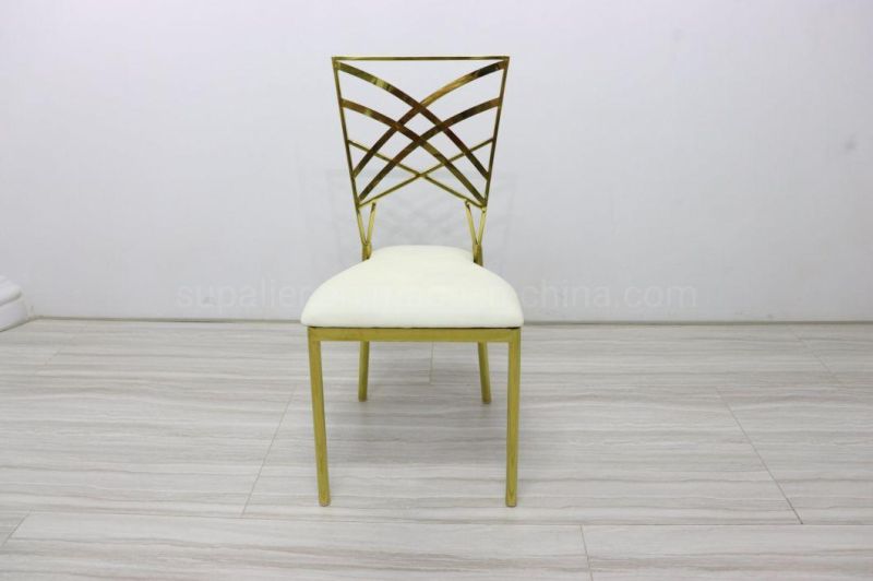 Hotel Modern Wedding Gold Color Chair with Back Flower