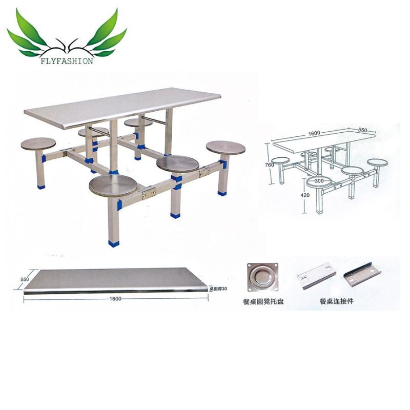 High Grade Stainless Steel School Dining Room Table and Chair