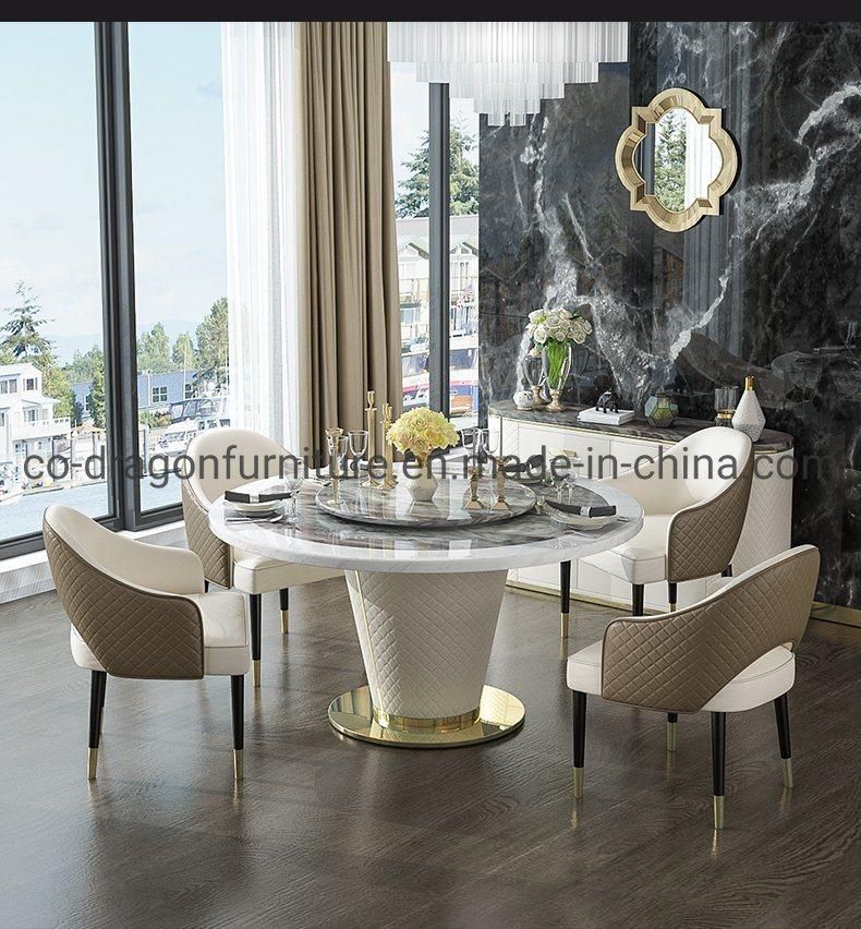 Luxury Dining Furniture Steel Leather Frame Dining Table with Top