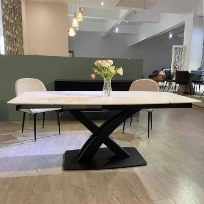 Dining Table and Chairs Stainless Steel Frame Luxury Dinning Table Set Modern Marble Dining Room Table