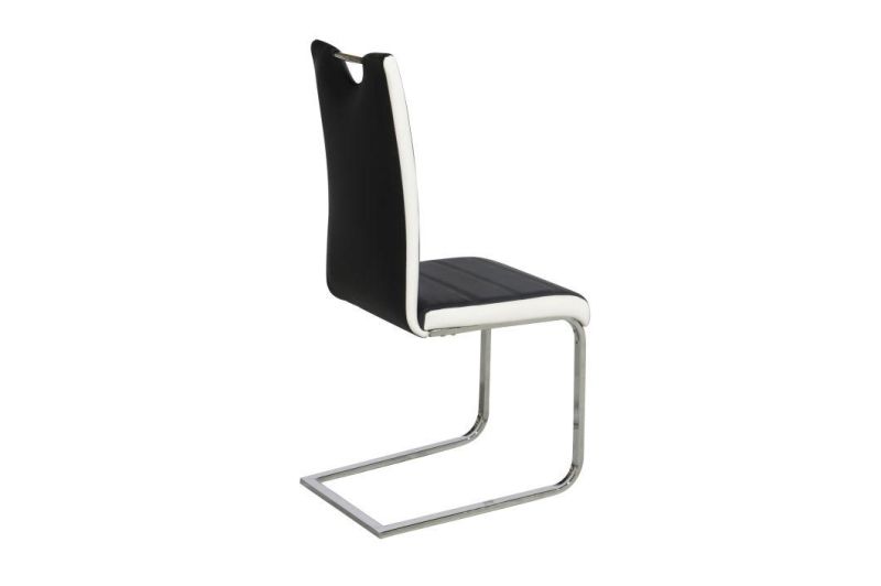 2021 Hot Sale Different Colors Optional PU Leather Dining Chair Bow Chair with Chrome Metal Tube Legs