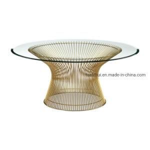Modern Glass Top Stainless Steel Dining Table