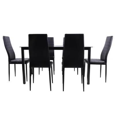 7PCS Furniture Glass Dining Table Chair Set