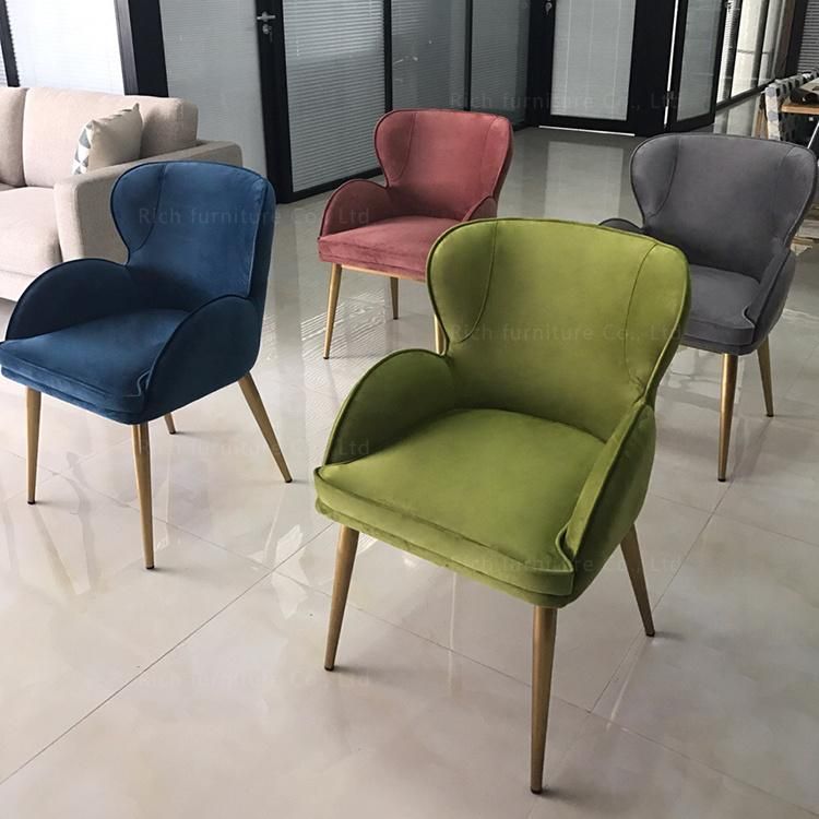 Modern Leisure Armchair Velvet Fabric Furniture Dining Chair