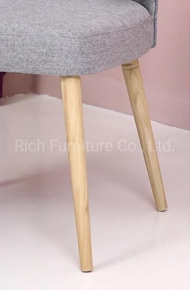 Hotel Restaurant Office Fabric Armrest Dining Chair with Wood Legs