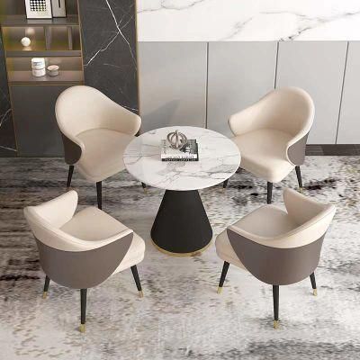 Modern Style Gold-Plated Household Leisure Soft Bag Leather Dining Chair