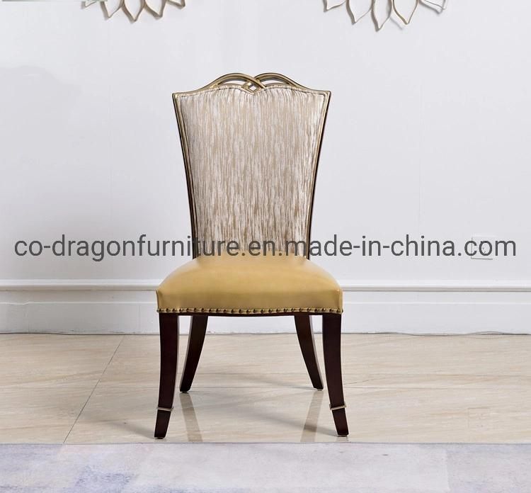 Chinese Style Furniture Wooden Leather High Back Dining Chair Sets