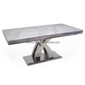 Marble Top Stainless Steel Dining Room Furniture