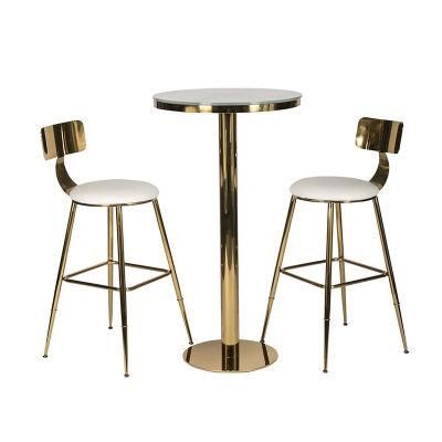 Wholesale High Back Golden Banquet Wedding Stainless Steel Stool Bar Chair for Event